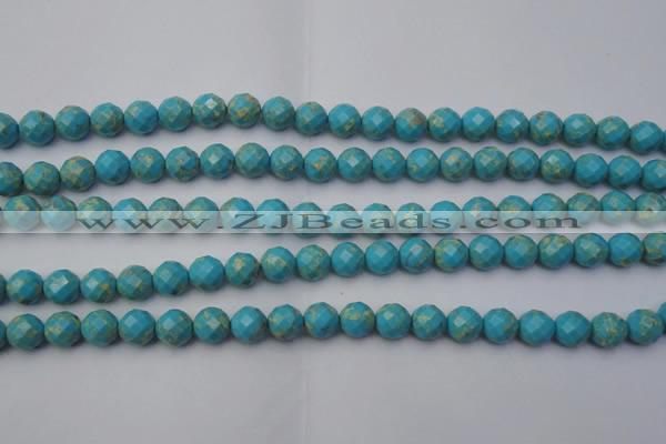 CDE2151 15.5 inches 8mm faceted round dyed sea sediment jasper beads