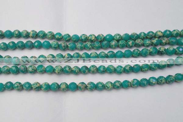 CDE2170 15.5 inches 6mm faceted round dyed sea sediment jasper beads