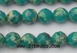 CDE2172 15.5 inches 10mm faceted round dyed sea sediment jasper beads