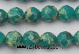 CDE2173 15.5 inches 12mm faceted round dyed sea sediment jasper beads