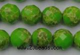 CDE2186 15.5 inches 18mm faceted round dyed sea sediment jasper beads