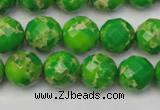 CDE2191 15.5 inches 8mm faceted round dyed sea sediment jasper beads