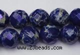 CDE2215 15.5 inches 16mm faceted round dyed sea sediment jasper beads