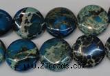 CDE232 15.5 inches 16mm flat round dyed sea sediment jasper beads