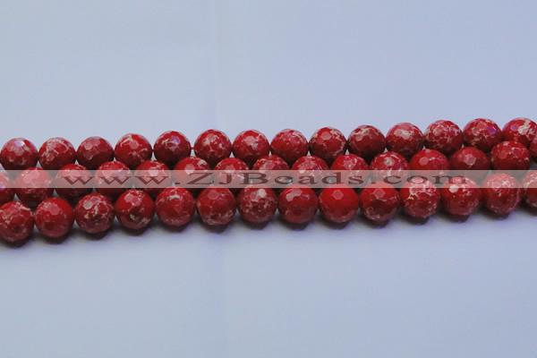 CDE2514 15.5 inches 14mm faceted round dyed sea sediment jasper beads
