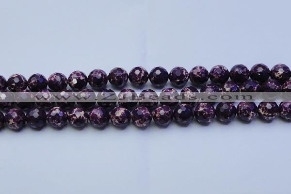 CDE2535 15.5 inches 14mm faceted round dyed sea sediment jasper beads