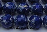 CDE2579 15.5 inches 14mm faceted round dyed sea sediment jasper beads