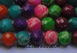 CDE2696 8mm faceted round mixed color sea sediment jasper beads