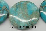 CDE353 15.5 inches 45mm flat round dyed sea sediment jasper beads