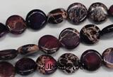 CDE405 15.5 inches 10mm flat round dyed sea sediment jasper beads