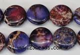 CDE408 15.5 inches 16mm flat round dyed sea sediment jasper beads