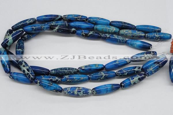 CDE48 15.5 inches 10*30mm rice dyed sea sediment jasper beads