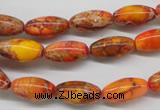 CDE510 15.5 inches 8*16mm rice dyed sea sediment jasper beads