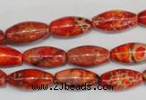 CDE512 15.5 inches 8*16mm rice dyed sea sediment jasper beads