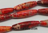 CDE513 15.5 inches 8*31mm rice dyed sea sediment jasper beads