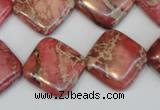 CDE570 15.5 inches 18*18mm diamond dyed sea sediment jasper beads