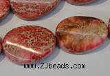 CDE575 15.5 inches 18*25mm twisted oval dyed sea sediment jasper beads