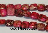 CDE620 15.5 inches 10*10mm square dyed sea sediment jasper beads