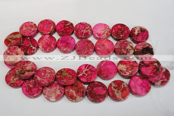 CDE665 15.5 inches 25mm coin dyed sea sediment jasper beads