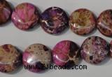 CDE706 15.5 inches 14mm flat round dyed sea sediment jasper beads