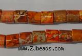 CDE737 15.5 inches 8*8mm tube dyed sea sediment jasper beads