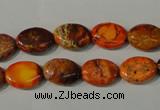 CDE750 15.5 inches 12*14mm oval dyed sea sediment jasper beads