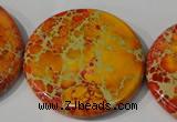 CDE758 15.5 inches 40mm flat round dyed sea sediment jasper beads