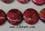 CDE787 15.5 inches 20mm flat round dyed sea sediment jasper beads