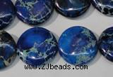 CDE908 15.5 inches 20mm flat round dyed sea sediment jasper beads