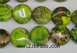 CDI123 15.5 inches 14mm flat round dyed imperial jasper beads