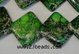 CDI207 15.5 inches 20*20mm diamond dyed imperial jasper beads