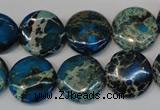 CDI232 15.5 inches 16mm flat round dyed imperial jasper beads