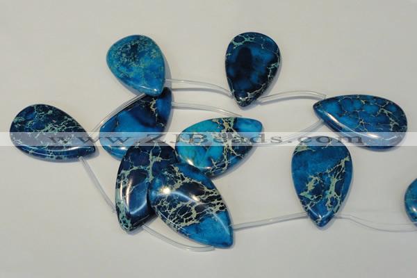 CDI345 Top-drilled 30*50mm flat teardrop dyed imperial jasper beads