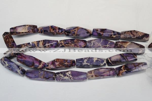 CDI386 15.5 inches 12*40mm faceted rice dyed imperial jasper beads