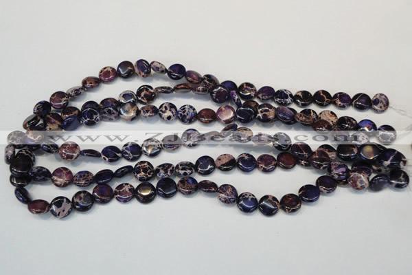 CDI397 15.5 inches 10mm flat round dyed imperial jasper beads