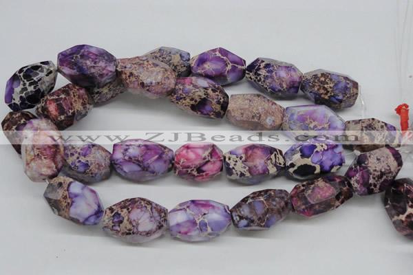 CDI40 16 inches 20*30mm faceted nuggets dyed imperial jasper beads