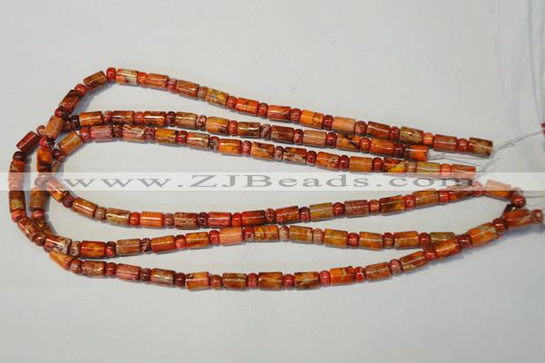 CDI505 15.5 inches 3*6mm rondelle & 6*9mm tube dyed imperial jasper beads