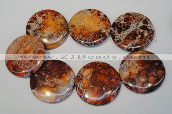 CDI526 15.5 inches 55mm flat round dyed imperial jasper beads