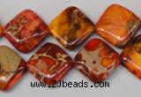 CDI545 15.5 inches 14*14mm diamond dyed imperial jasper beads