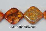 CDI547 15.5 inches 20*20mm diamond dyed imperial jasper beads