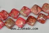 CDI568 15.5 inches 10*10mm diamond dyed imperial jasper beads