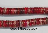 CDI601 15.5 inches 2*8mm heishi dyed imperial jasper beads