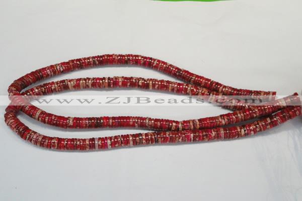 CDI601 15.5 inches 2*8mm heishi dyed imperial jasper beads