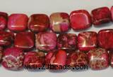 CDI621 15.5 inches 12*12mm square dyed imperial jasper beads