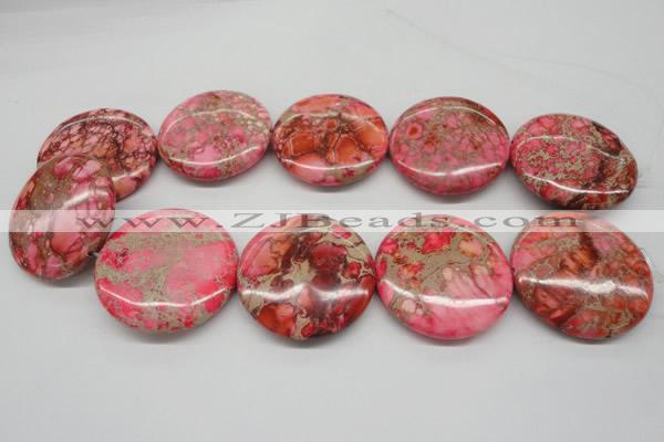 CDI661 15.5 inches 40mm flat round dyed imperial jasper beads