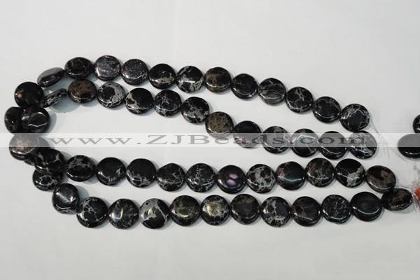 CDI688 15.5 inches 15mm flat round dyed imperial jasper beads