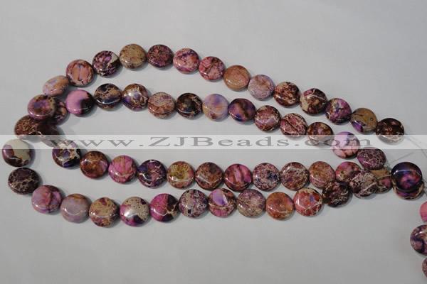 CDI706 15.5 inches 14mm flat round dyed imperial jasper beads