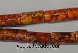 CDI738 15.5 inches 8*16mm tube dyed imperial jasper beads