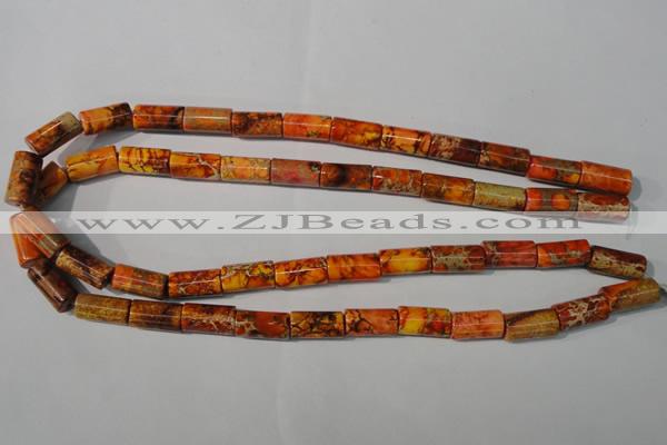 CDI738 15.5 inches 8*16mm tube dyed imperial jasper beads