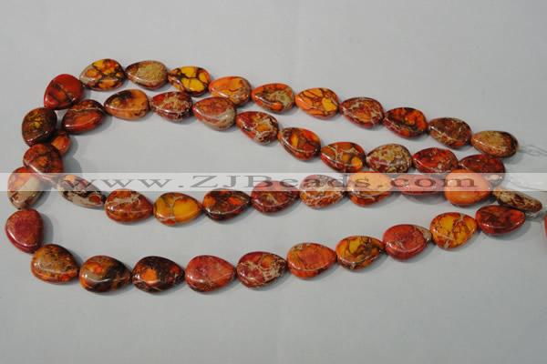 CDI754 15.5 inches 13*18mm flat teardrop dyed imperial jasper beads